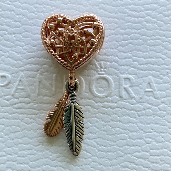 Pandora Openwork Heart & Two Feathers Dreamcatcher - Picture 3 of 5